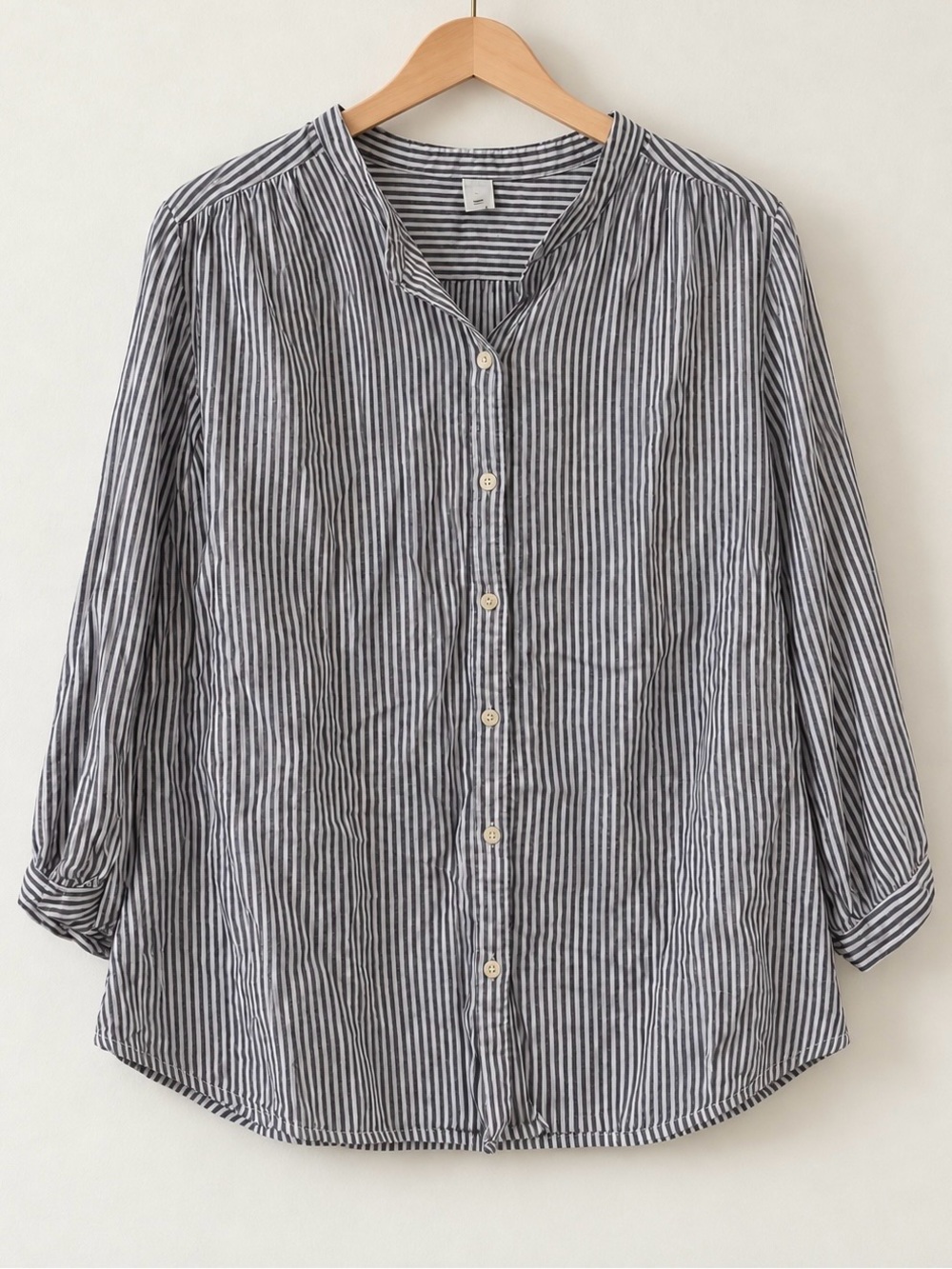 Old Navy Black and White Striped Button-Down Tunic